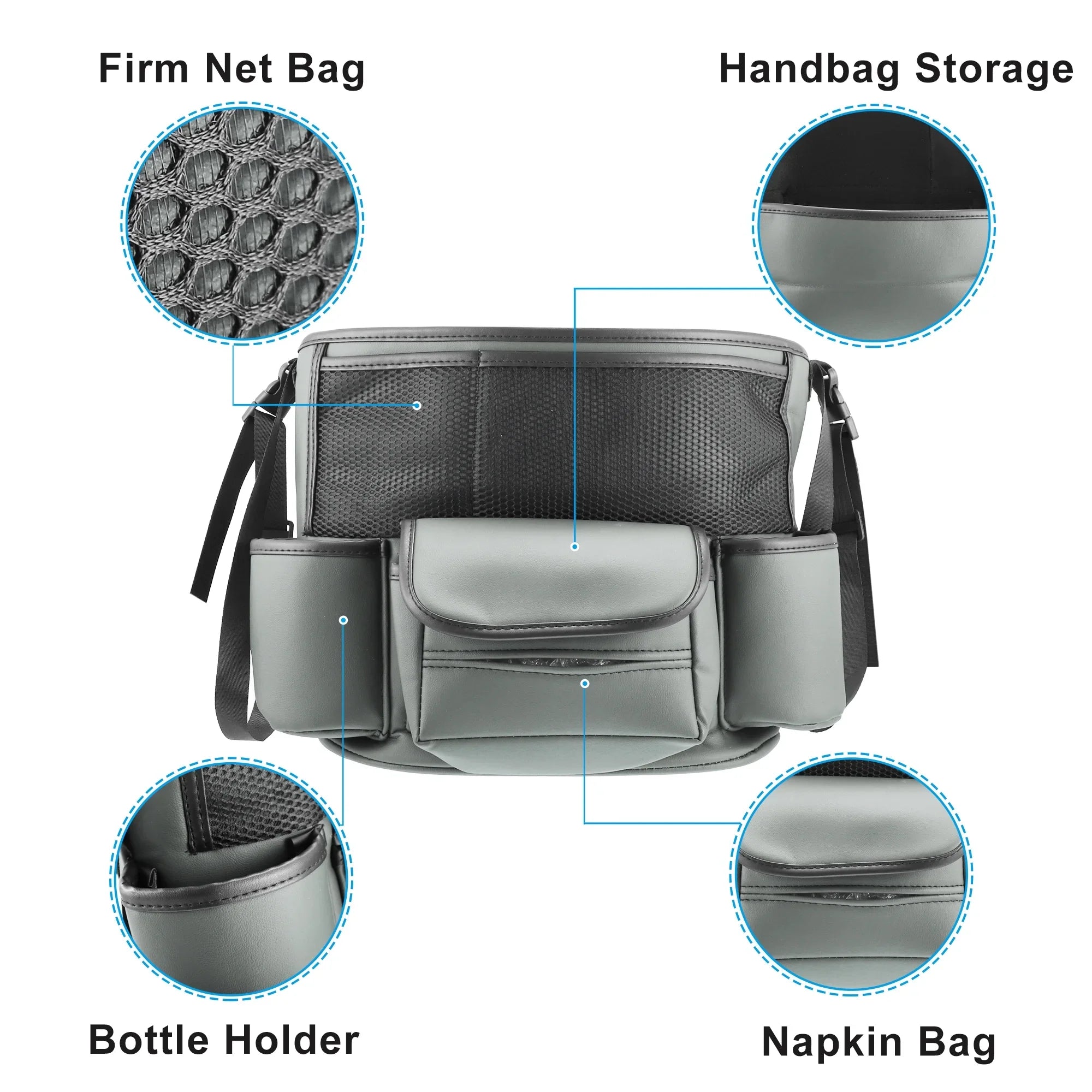 Unique Bargains Car Large Capacity Seat Organizer Backseat Multi Pockets Purse Storage for Car 36x26x18cm Gray