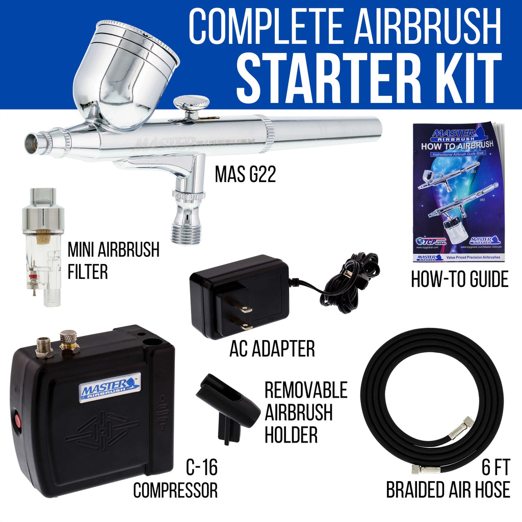 Gravity Dual-Action Airbrush Set & Compressor Kit Air Filter Hobby Cake  Shirt