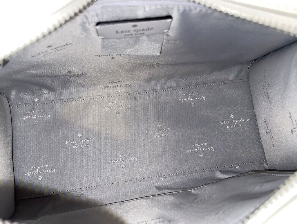 Kate Spade Madison Medium Platinum Grey Colorblock Leather Satchel Bag Purse