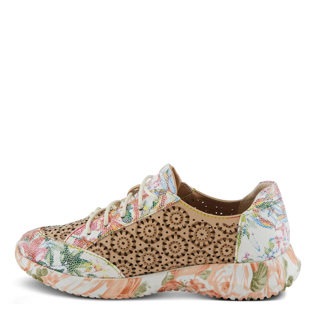 'Artiste Women's Jazzie Lace-Up Fashion Sneaker with Flowers Beige Multi  38/7.5-8