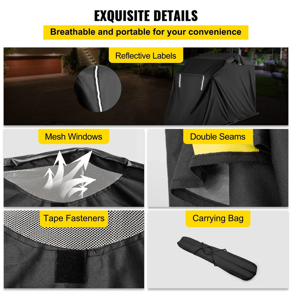 Heavy Duty Motorcycle Cover Storage Sheds Garage All Season Outdoor Protection,600D Oxford Durable and Tear Proof Waterproof with Lock-Holes & Storage Bag,Fits up to 106"