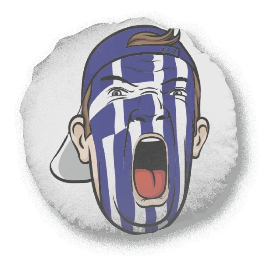 Greece Flag Facial Makeup Head Screang Cap Round Throw Pillow Home Decoration Cushion