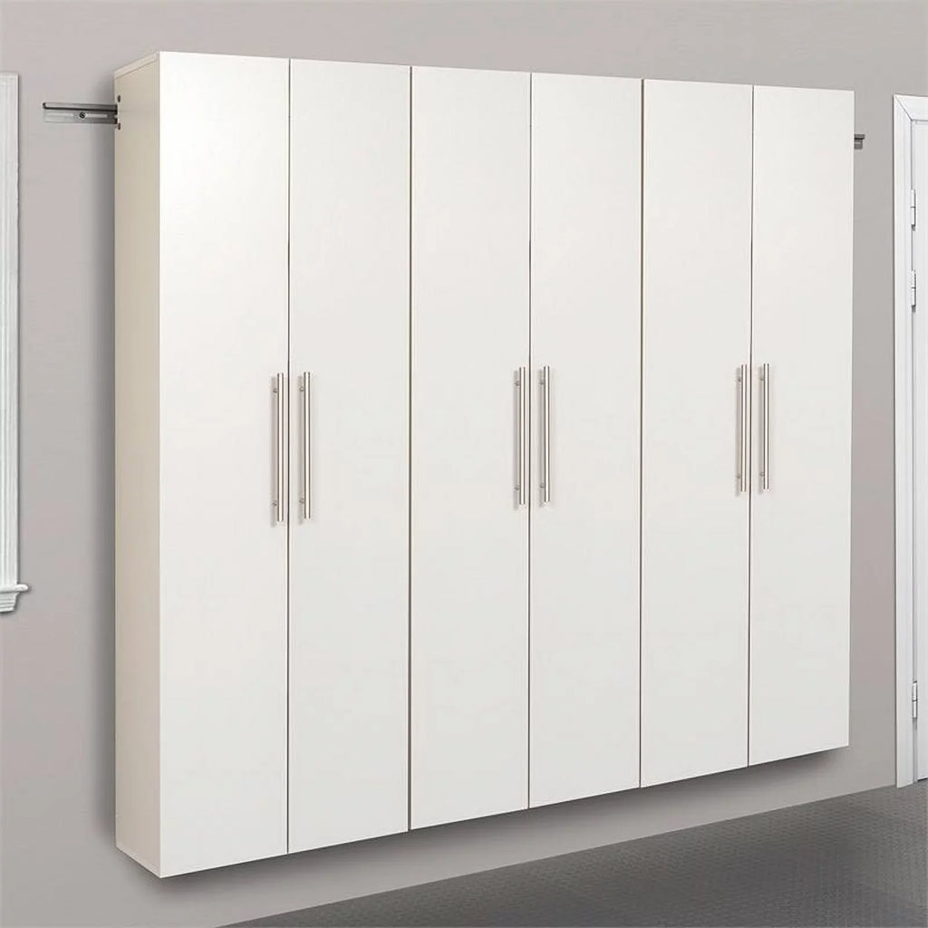 Pemberly Row 3 Piece 72" Large Wall Mounted Garage Cabinet Set in White