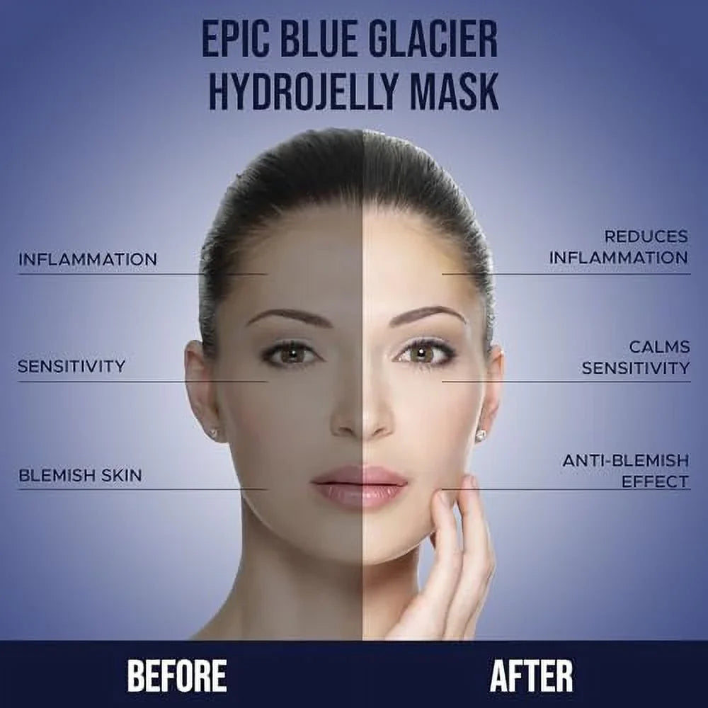 Luminous Skin Lab Epic Blue Glacier Jelly Mask,  Professional Pack Peel off Facial Mask - Anti-Aging, Reducing Dark Spot & Natural Skin Treatment - Suitable for All Skin Types | 30 fl oz