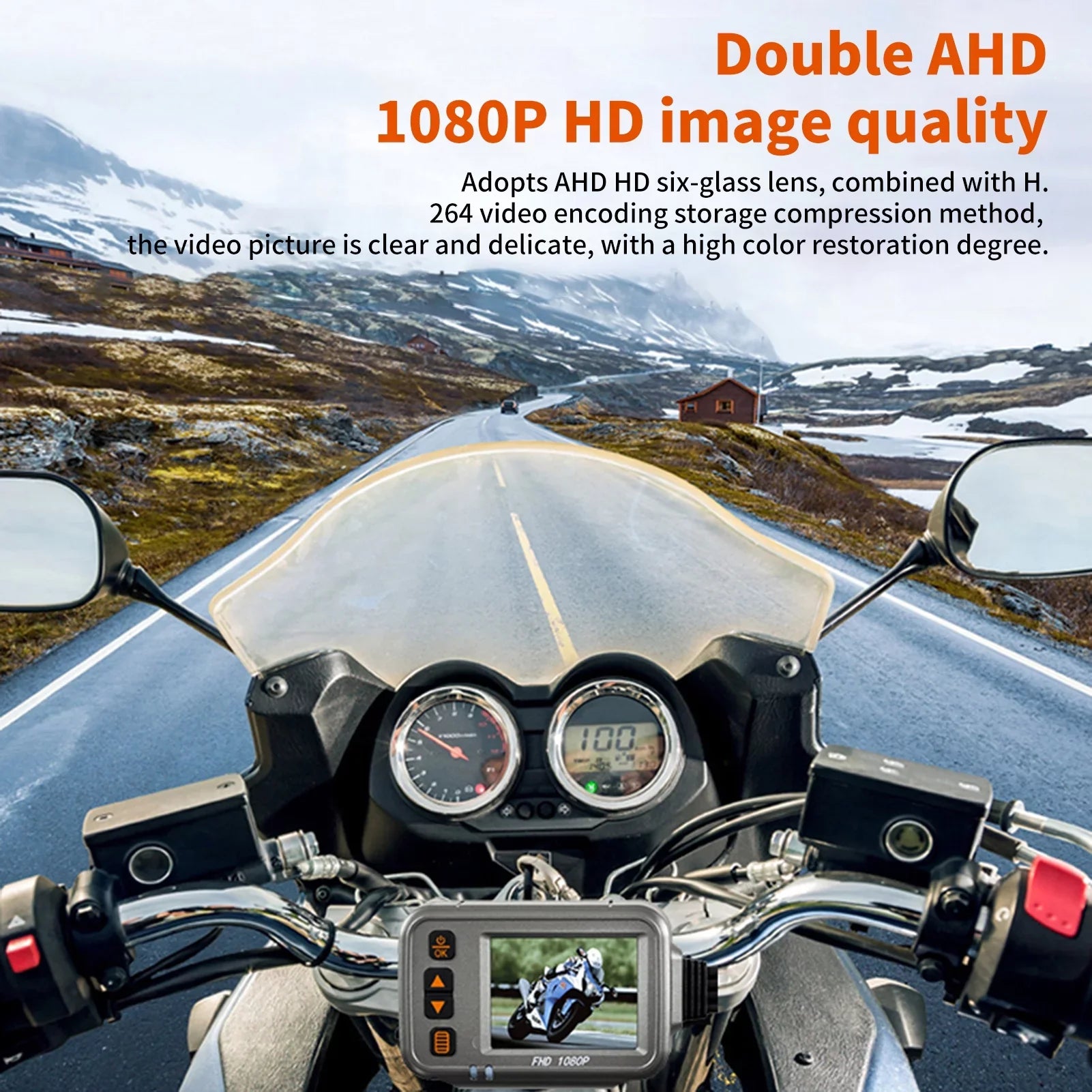 Arealer Motorcycle Dash Cam,WiFi Dual 1080p Motorbike Camera ,120° Wide Angle,Parking Monitoring, Timed Recording After Flameout Full Body Waterproof Night Vision With 32G storage card