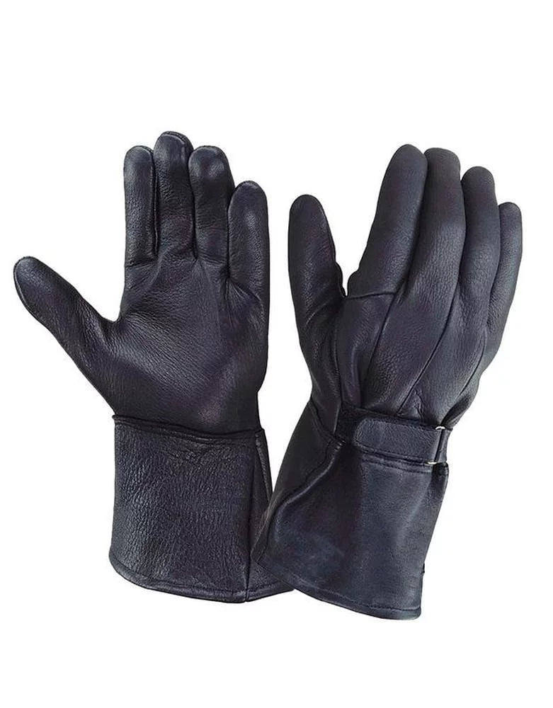Men's Deerskin Leather Gauntlet Gloves,Black,Size - 5XL