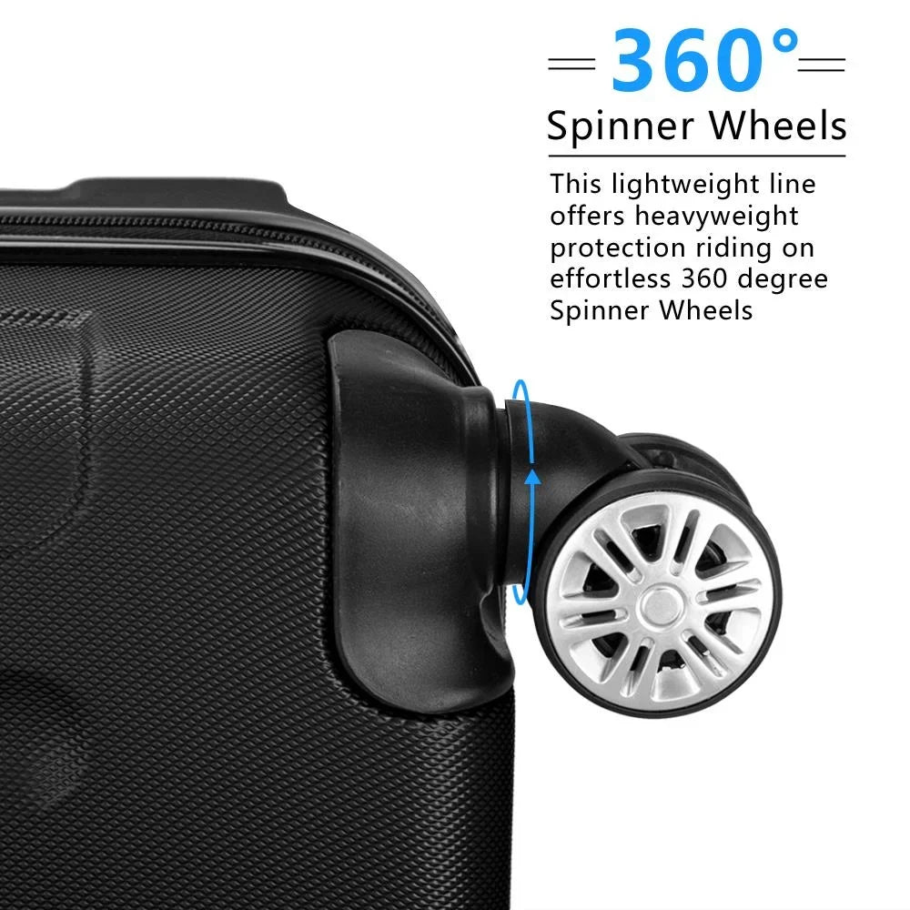 Winado 3 Pcs  Luggage Travel Set Bag Trolley Suitcase Black