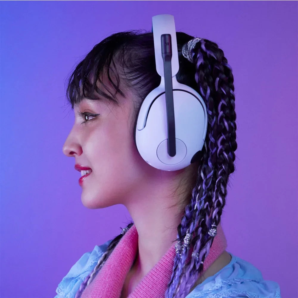 Sony /   Wireless Noise Cancelling Gaming Headset, White Bundle with Deco Gear Pro Audio Headphone Stand, 6 Foot - to - Cable & 2   Enhanced Protection Pack