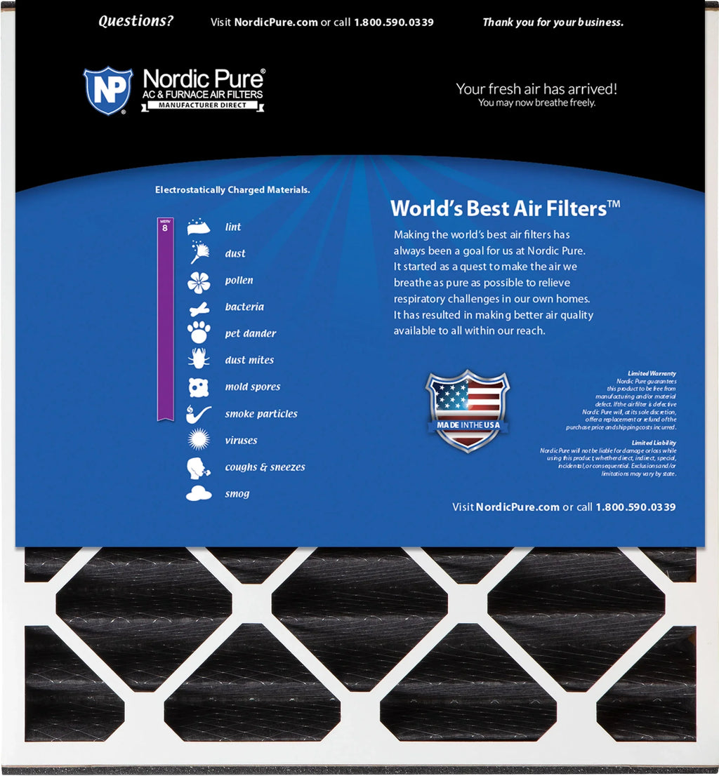 Air Bear 20x25x5 Replacement Pure Carbon Odor Reduction Merv 8 Air Filters 4