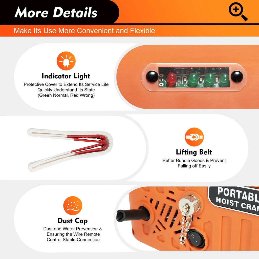 Portable 3-in-1 Electric Winches 300kg/660 lbs Hoist Winch Crane Lift / Remote