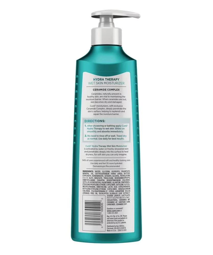 Curel Skincare Hydra Therapy Itch Defense Wet Skin Moisturizer, 12 oz (Pack of 4)
