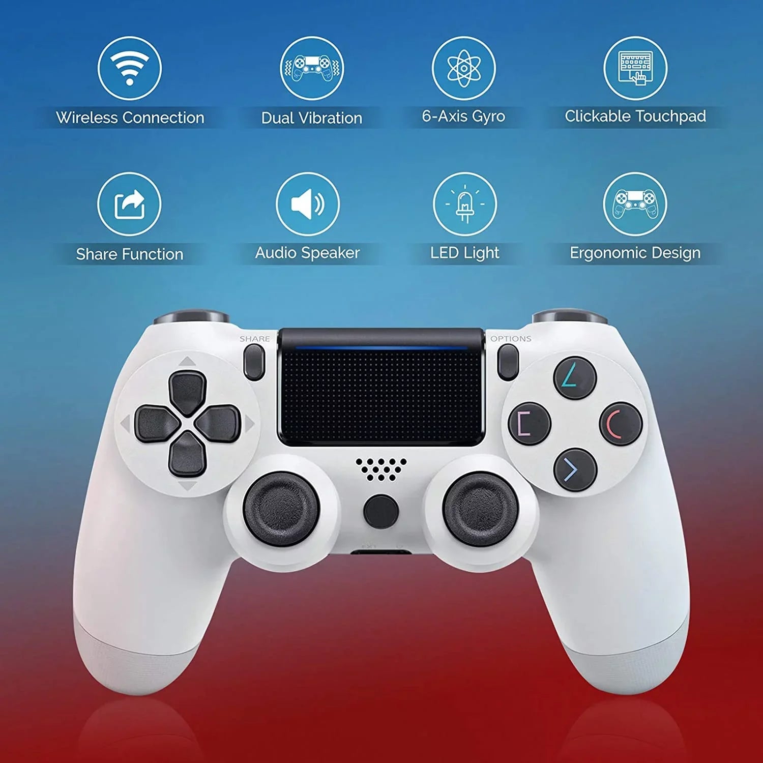 Wireless GamePad Compatible with Samsung   Controller Plus 1,000 Battery/Built-In Speaker/Gyro/Remote BlueTooth Slim (White)