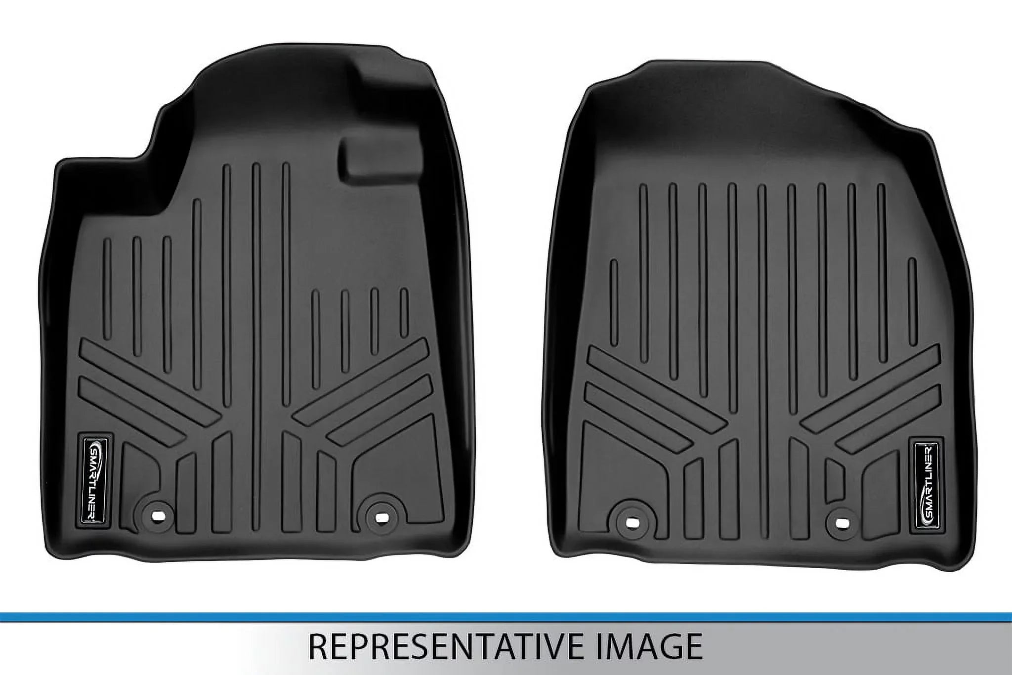 Smartliner  Custom Fit First Row Floor Mat Liners with Vinyl Flooring for 2020-2021 Ford Transit, Black