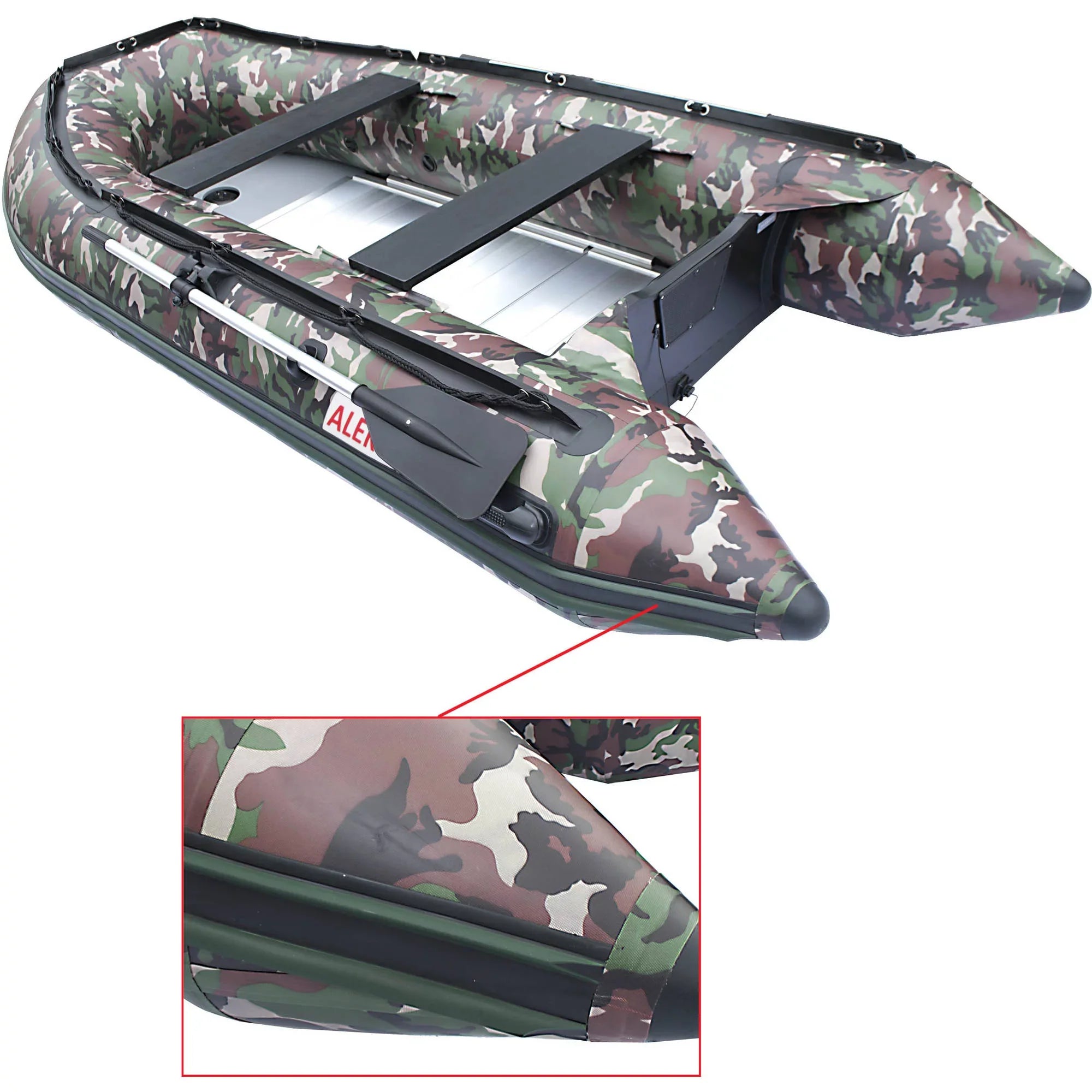 Inflatable Fishing Boat 4-Person Raft 10.5 feet - Camouflage