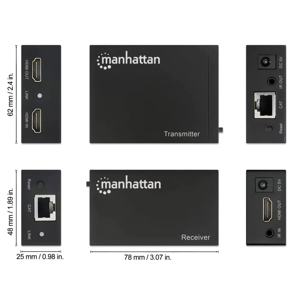 Manhattan 1080p  over Ethernet Extender Kit Up to 164 ft. with Single Cat6 Cable and  support