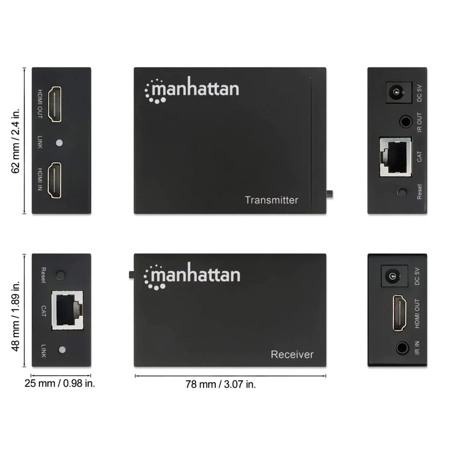 Manhattan 1080p  over Ethernet Extender Kit Up to 164 ft. with Single Cat6 Cable and  support