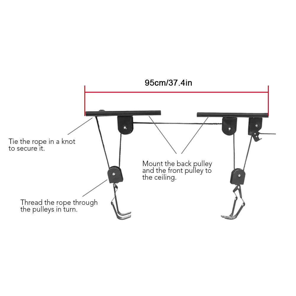 Radirus Heavy Duty Ceiling Hanger, Garage Storage Bike Lift Pulley System, Overhead Bike Rack