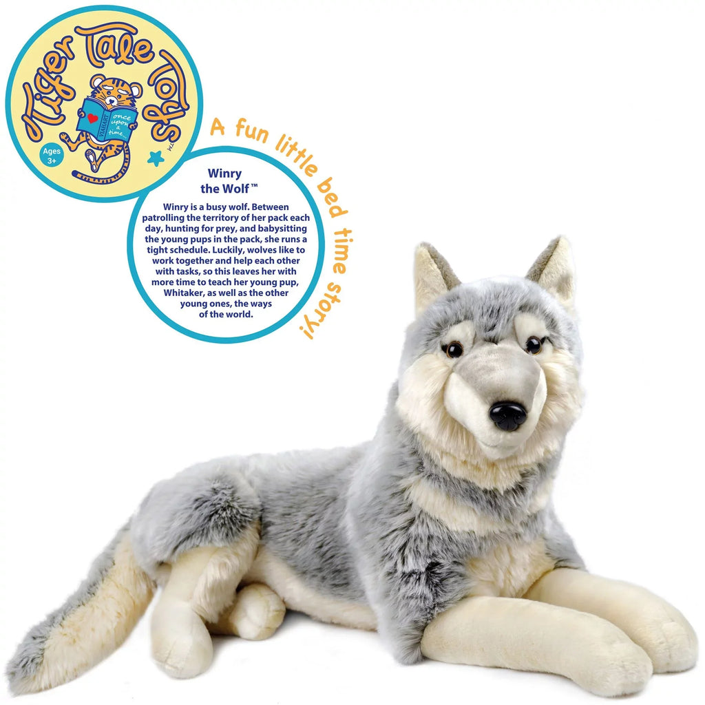Winry The Wolf - 27 Inch (Not Including Tail Measurement) Stuffed Animal Plush Dog - by Tiger Tale Toys