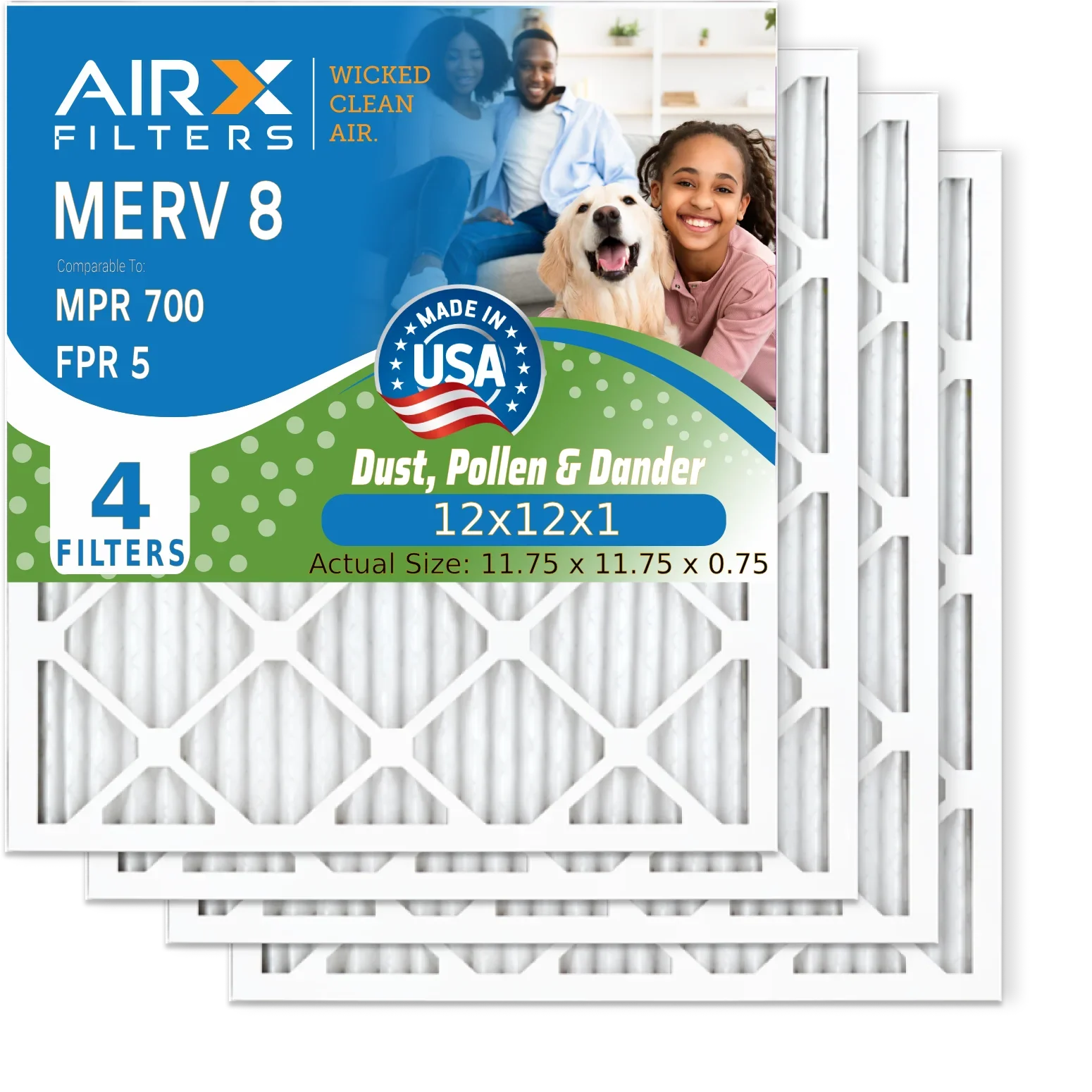 12x12x1 Air Filter  8 Comparable to  700 &  5 Electrostatic Pleated Air Conditioner Filter 4 Pack   Premium  Made 12x12x1 Furnace Filters by     .