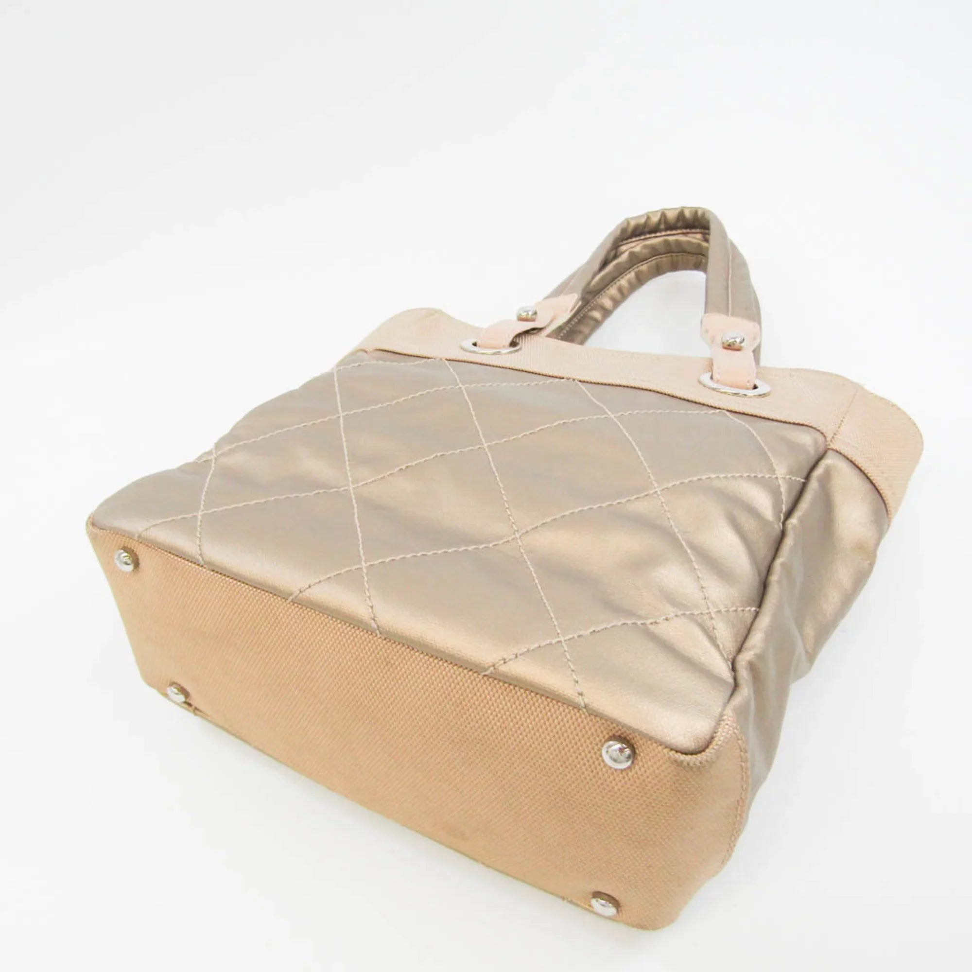 Pre-Owned Chanel Paris Biarritz   Women's Coated Canvas,Canvas Tote Bag Gold (Good)