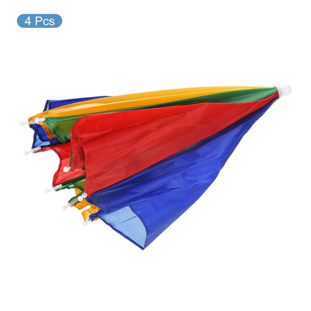Uxcell 20" Fishing Umbrella Hat Folding Sun Rain Cap Head Umbrella Watermelon Color 4 Pack