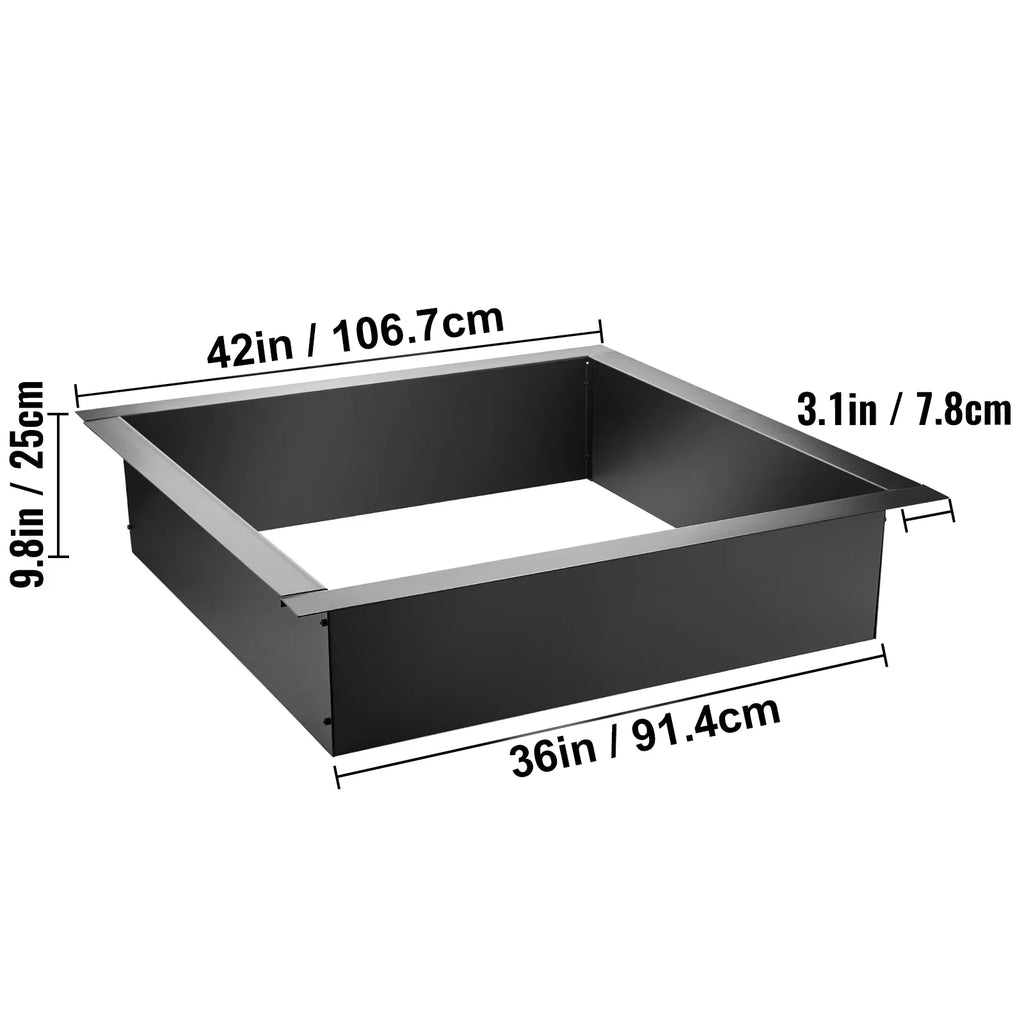 Fire Pit Ring, 36" Square Fire Pit Insert, Heavy Duty Steel Fire Ring,  Bonfire Liner with Tongs Insert with Simple Installation for Outdoor, Patio, Backyard