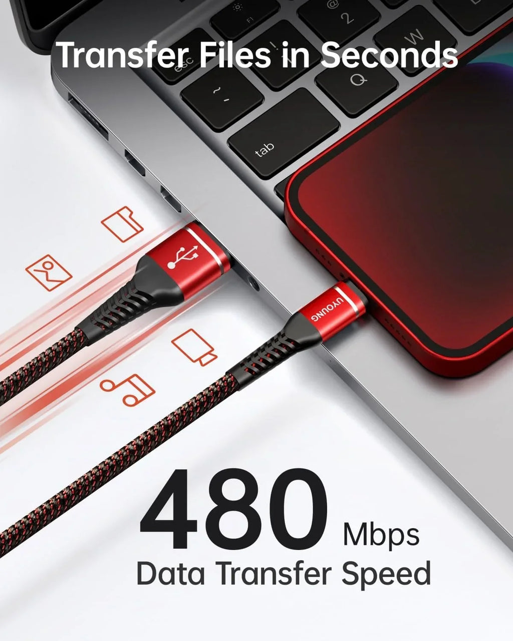 10 ft Long iPhone Charger Cord 3Pack 10 Foot Red Unbreakable  Fast iPhone Charging Nylon Braided Charger Cord Compatible with iPhone 11//// Max/8/7/6/5S/, iPad Pro/Mini/Air(Red)