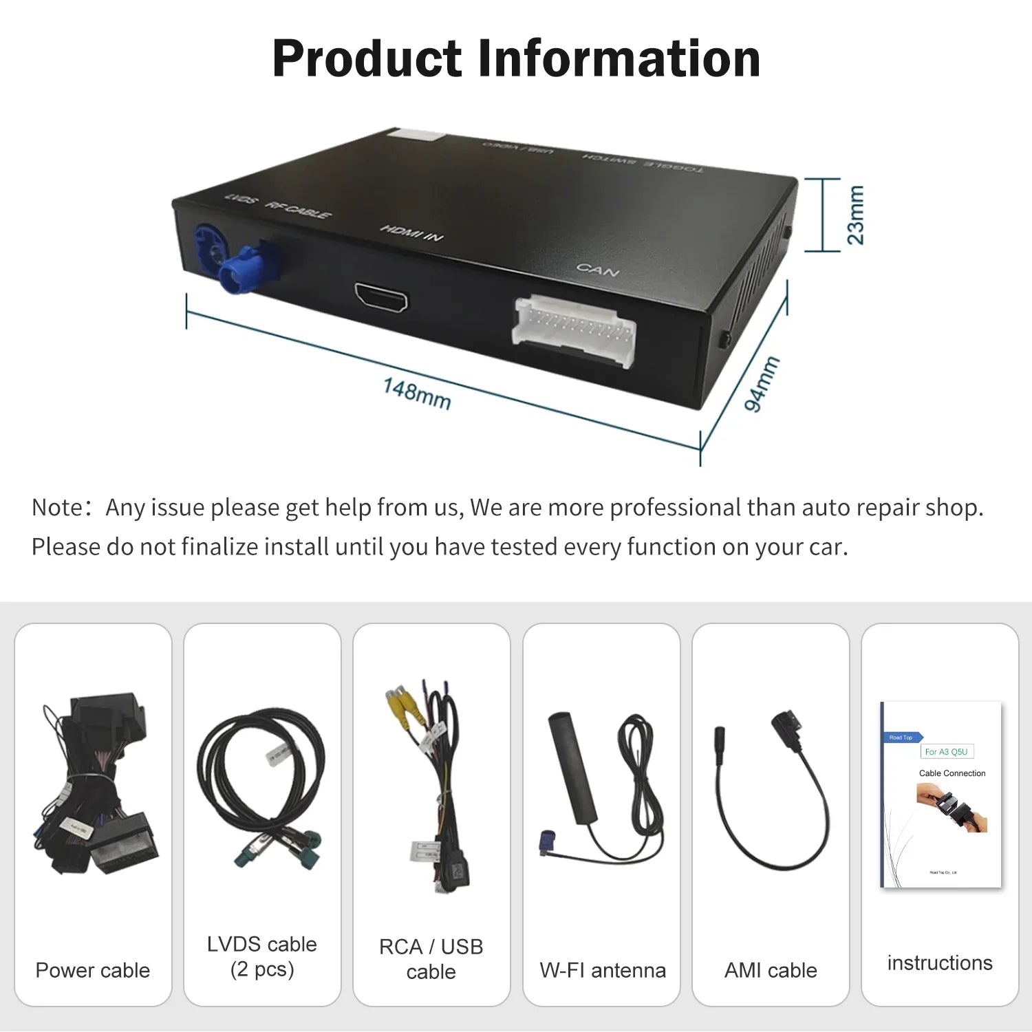Ninetom Wireless Android Auto Carplay for Audi        2008-2015 Support 3GMMI System,Carplay Retrofit Kit,Mirrorlink,Siri,Navigation,YouTube,Original Control,Camera