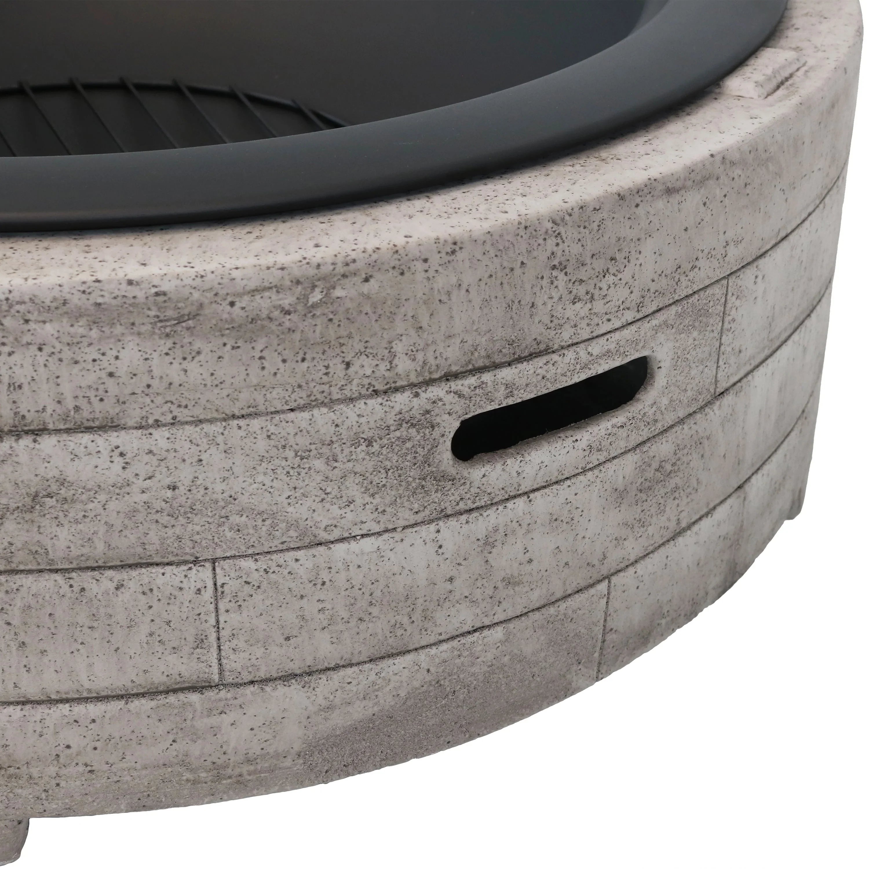 Sunnydaze Faux Stone Fire Pit Ring with Spark Screen - 35" Diameter