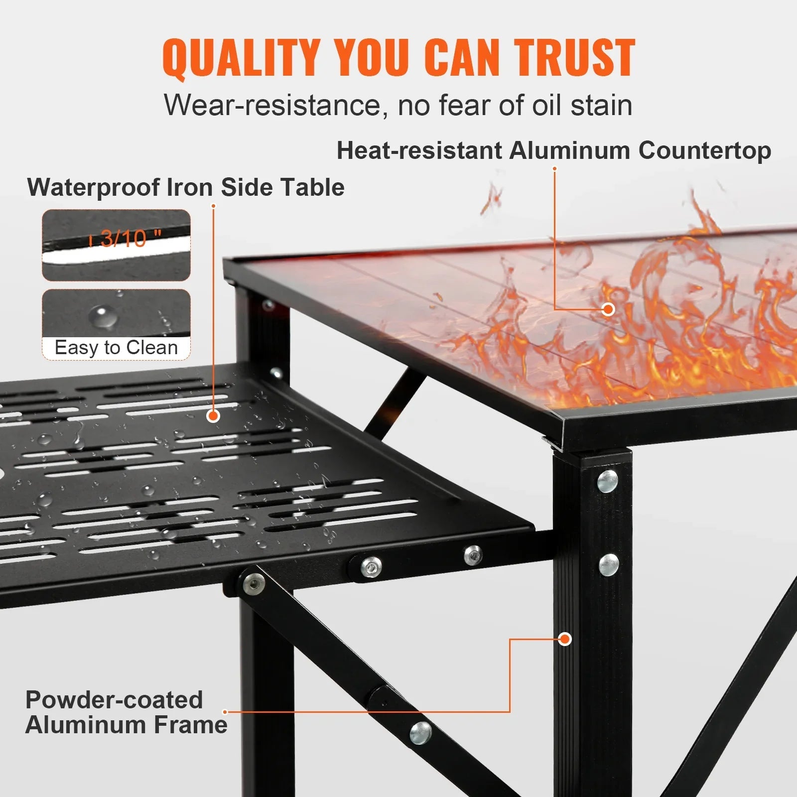 Folding Portable Cook Station 5 Tables & 2 Shelves Camping Kitchen Table
