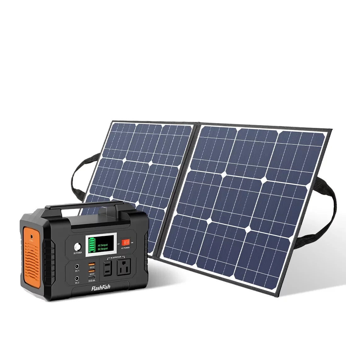200W Portable Power Station, FlashFish 40800mAh Solar Generator with 50W 18V Portable Solar Panel, Flashfish Foldable Solar Charger with 5V  18V  Output