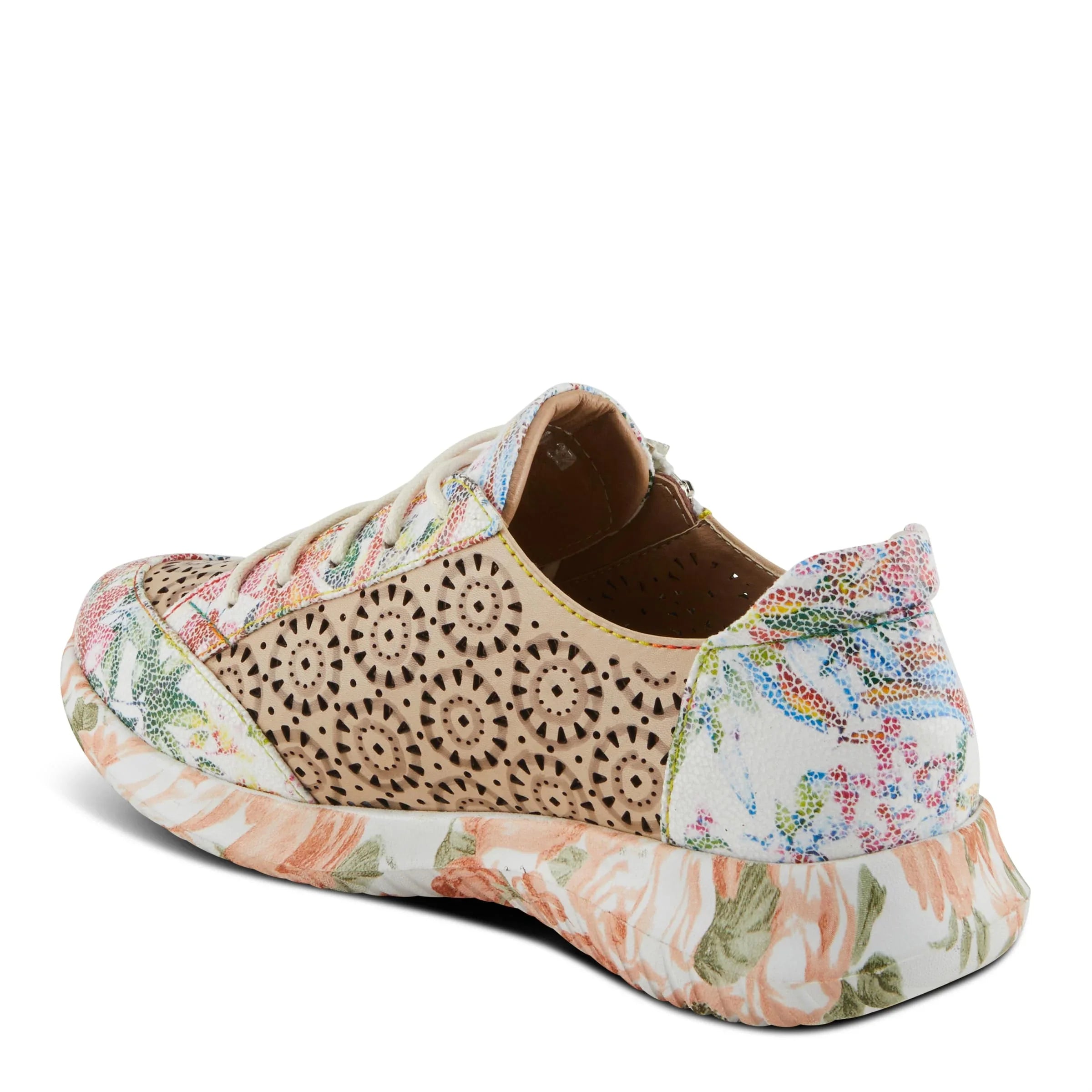 'Artiste Women's Jazzie Lace-Up Fashion Sneaker with Flowers Beige Multi  38/7.5-8