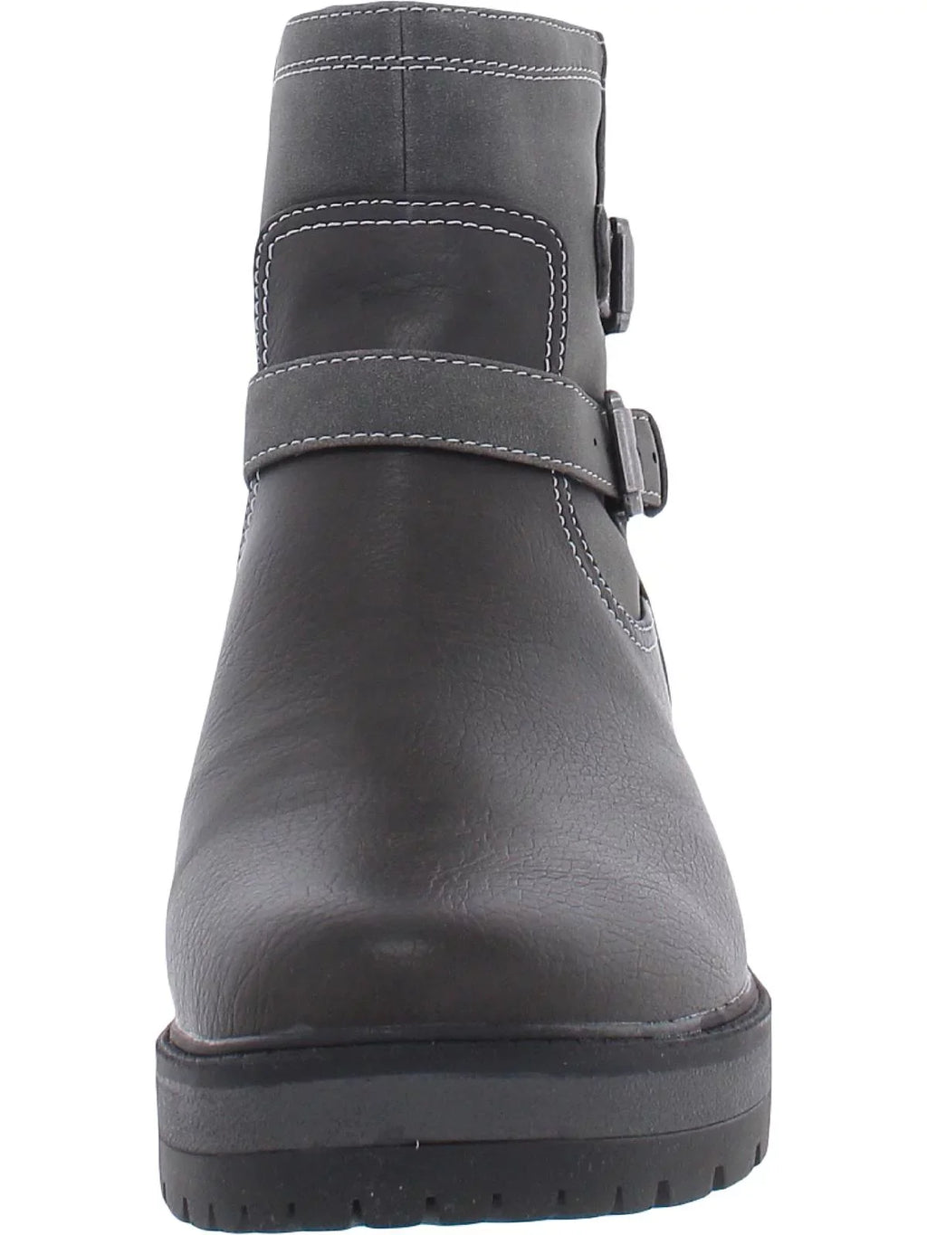 Naturalizer Womens North Faux Leather Buckle Ankle Boots