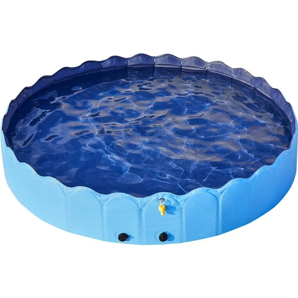 Alden Design Foldable Dog Swimming Pools with Sprinkler Indoor and Outdoor, Blue