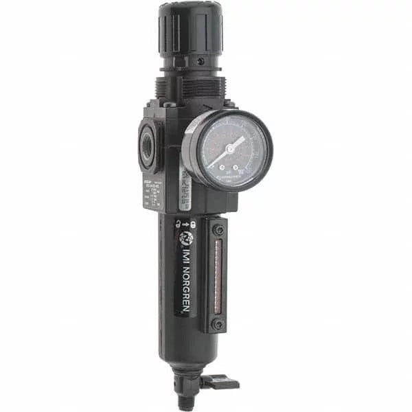 Norgren 1/4  Compact 1 Pc Filter/Regulator  Unit with Sight Glass & Pressure Gauge