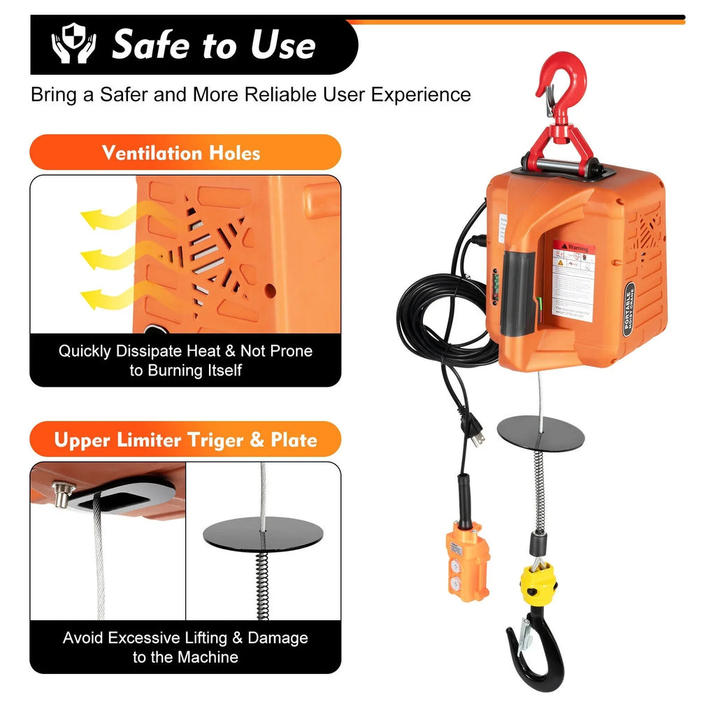 Portable 3-in-1 Electric Winches 300kg/660 lbs Hoist Winch Crane Lift / Remote
