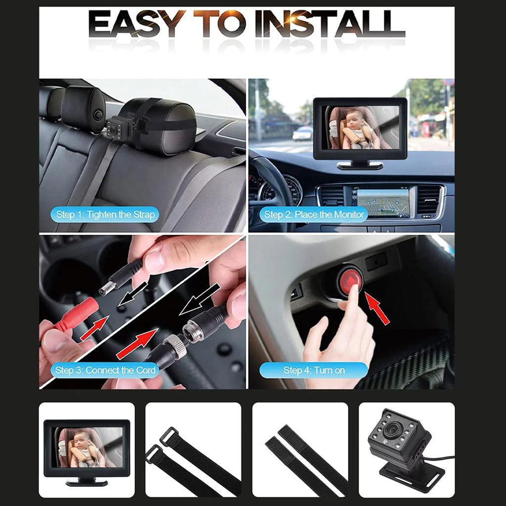 Anself Invigilator Baby Car Mirror Camera with 150° Wide View for Rear Facing Seat and 1080P  Video Display