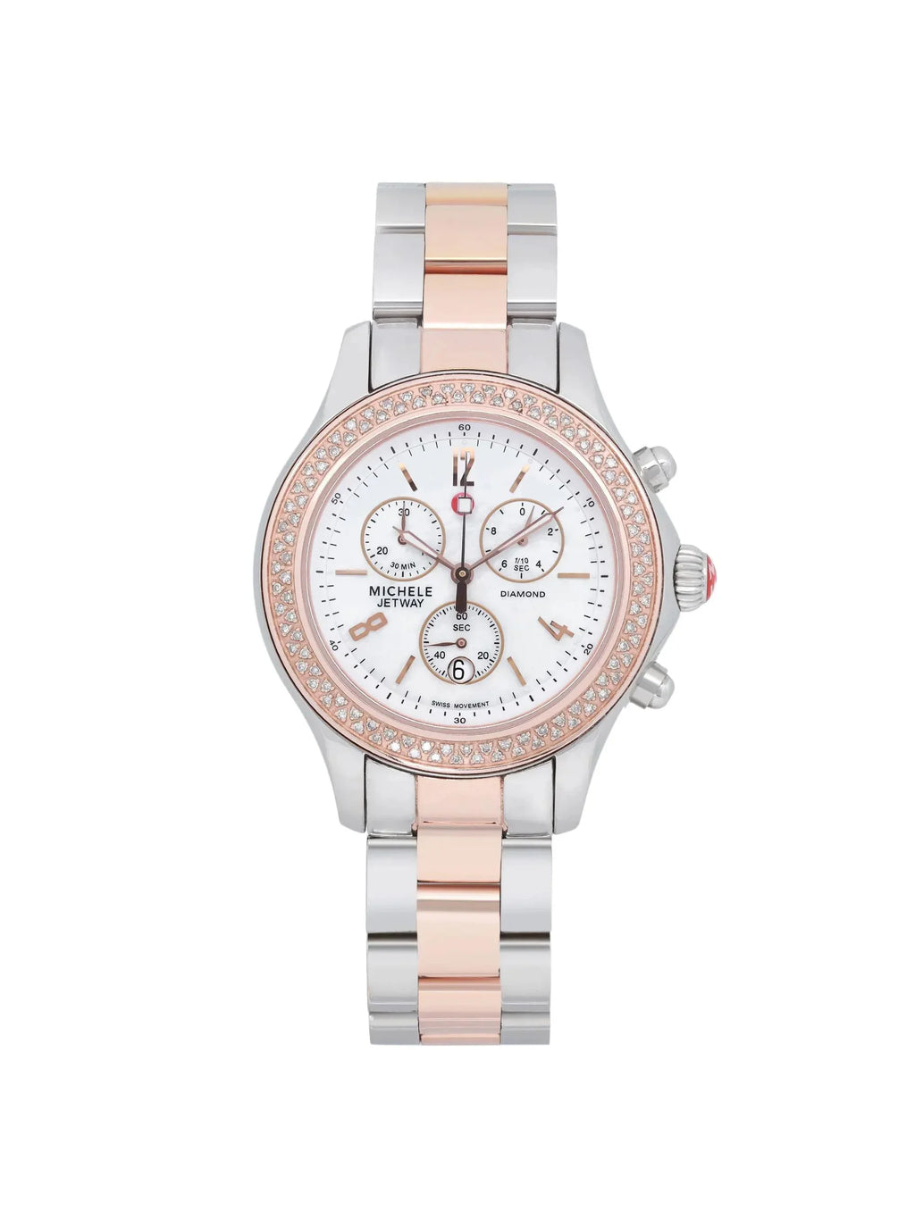 Michele Jetway 40mm Steel 0.50cttw Diamond Quartz Ladies Watch