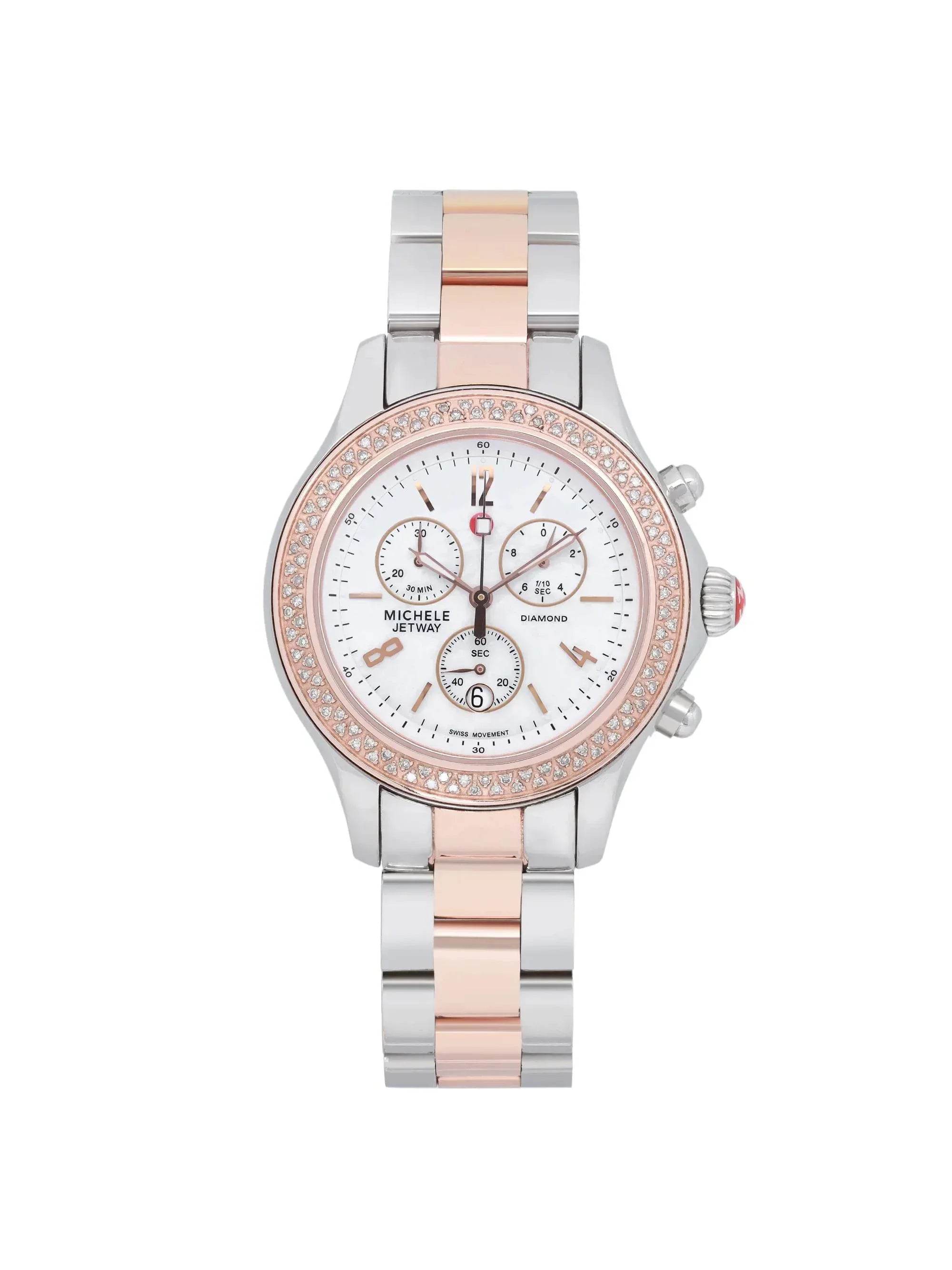 Michele Jetway 40mm Steel 0.50cttw Diamond Quartz Ladies Watch