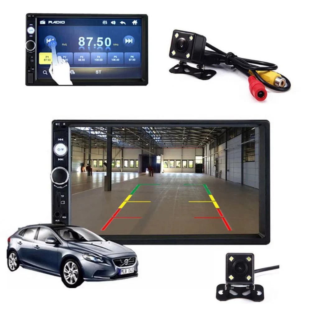 Tukinala Car Stereo Compatible with Apple Carplay and Android Auto, 7 Inch Double Din Car Stereo with Bluetooth, Touch Screen Car Radios  Player with / Input, Backup Camera, Mirror Link