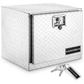 18" Aluminum Truck Underbody Diamond Plate ToolBox w/ -Handle Latch Durable Pickup Trailer Storage Organizer Tool Box Key Lock, Silver