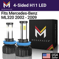 Mega Racer Mercedes-Benz  4 Sided     Headlight Bulbs 6000K Diamond White 12V 60W 10000LM Mercedes-Benz  2002 2003 2008 2009 02 03 08 09 Fog Light Automotive Replacement