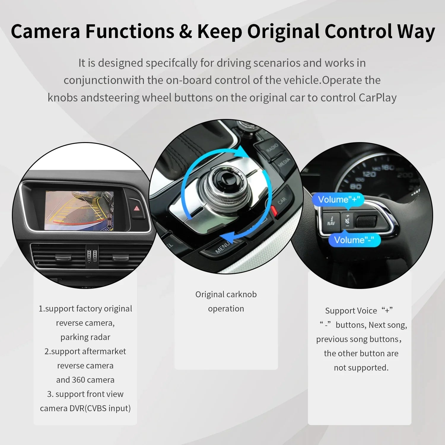 Ninetom Wireless Android Auto Carplay for Audi        2008-2015 Support 3GMMI System,Carplay Retrofit Kit,Mirrorlink,Siri,Navigation,YouTube,Original Control,Camera