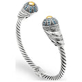 Deni Jewelry 18K Gold & Silver cable cuff bracelet, Blue Topaz Pave Setting