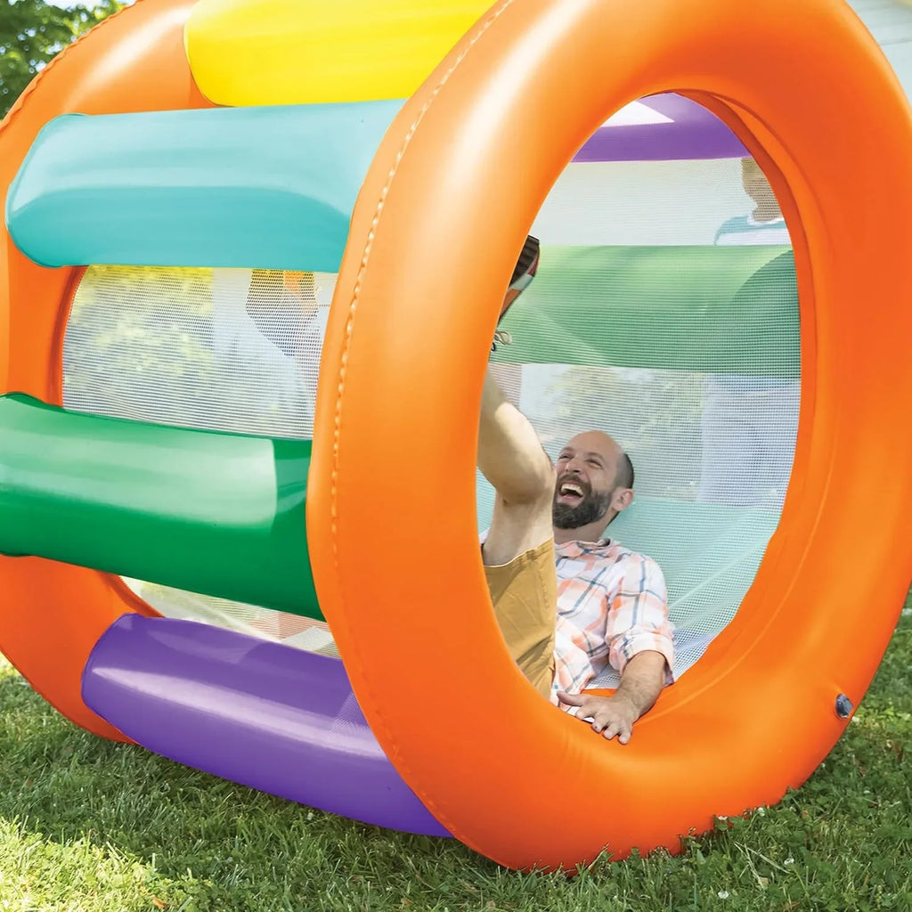 Hearthsong Roll With It 2.0 Giant Inflatable Ball Roller Big Wheel with Mesh Interior