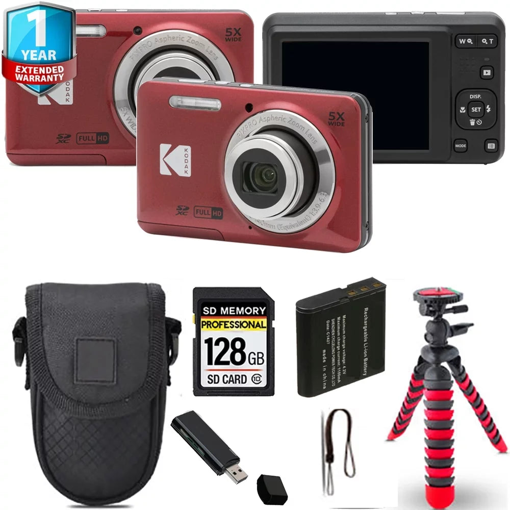 Kodak   Digital Camera (Red) + Spider Tripod + Case+ 1 Yr Warranty