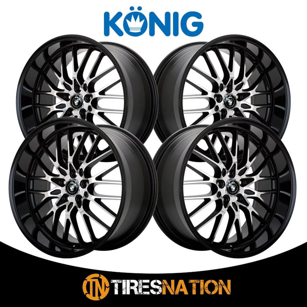 Konig 16MB Lace 17x8 5x112 +45et Gloss Black With Machined Face Wheel