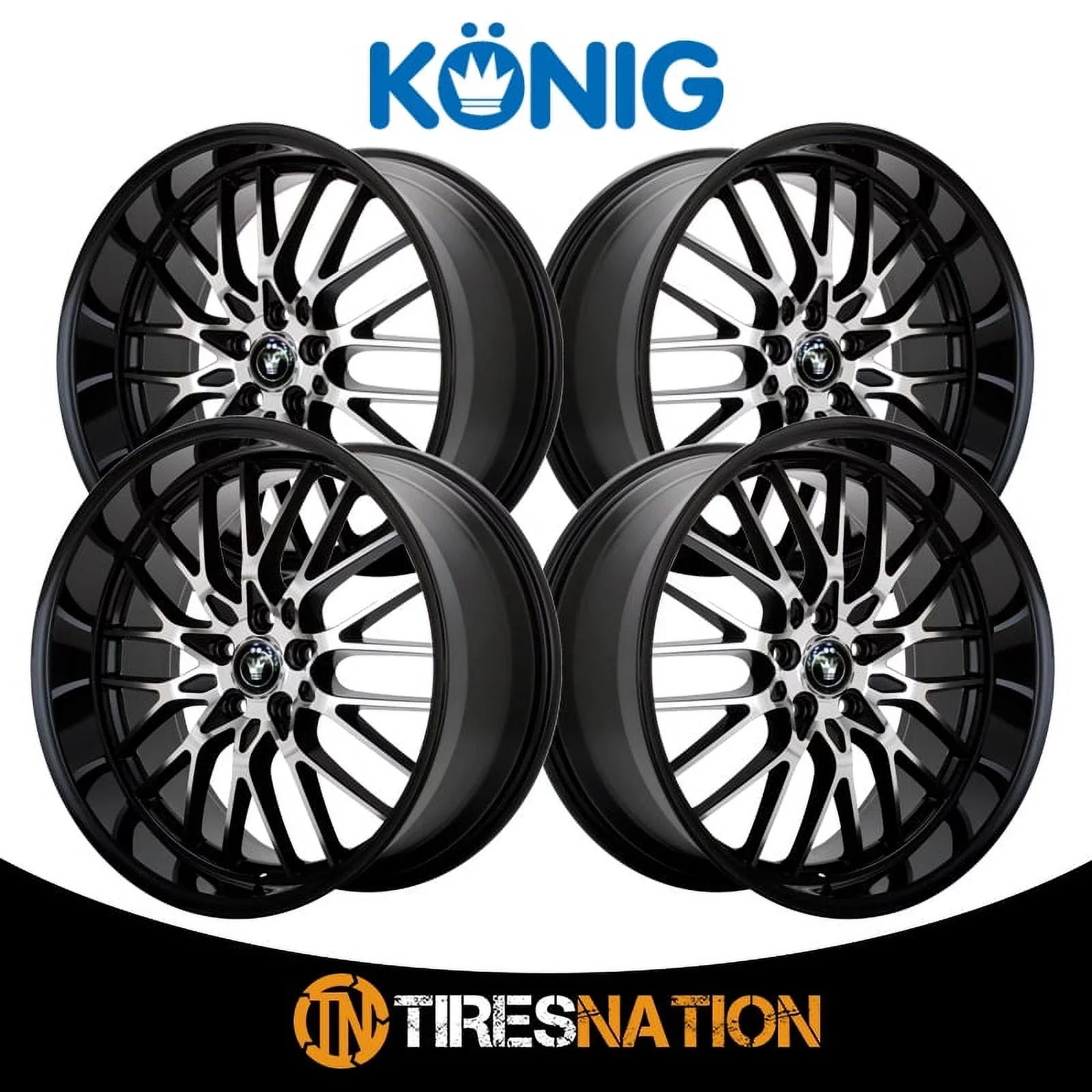 Konig 16MB Lace 17x8 5x112 +45et Gloss Black With Machined Face Wheel
