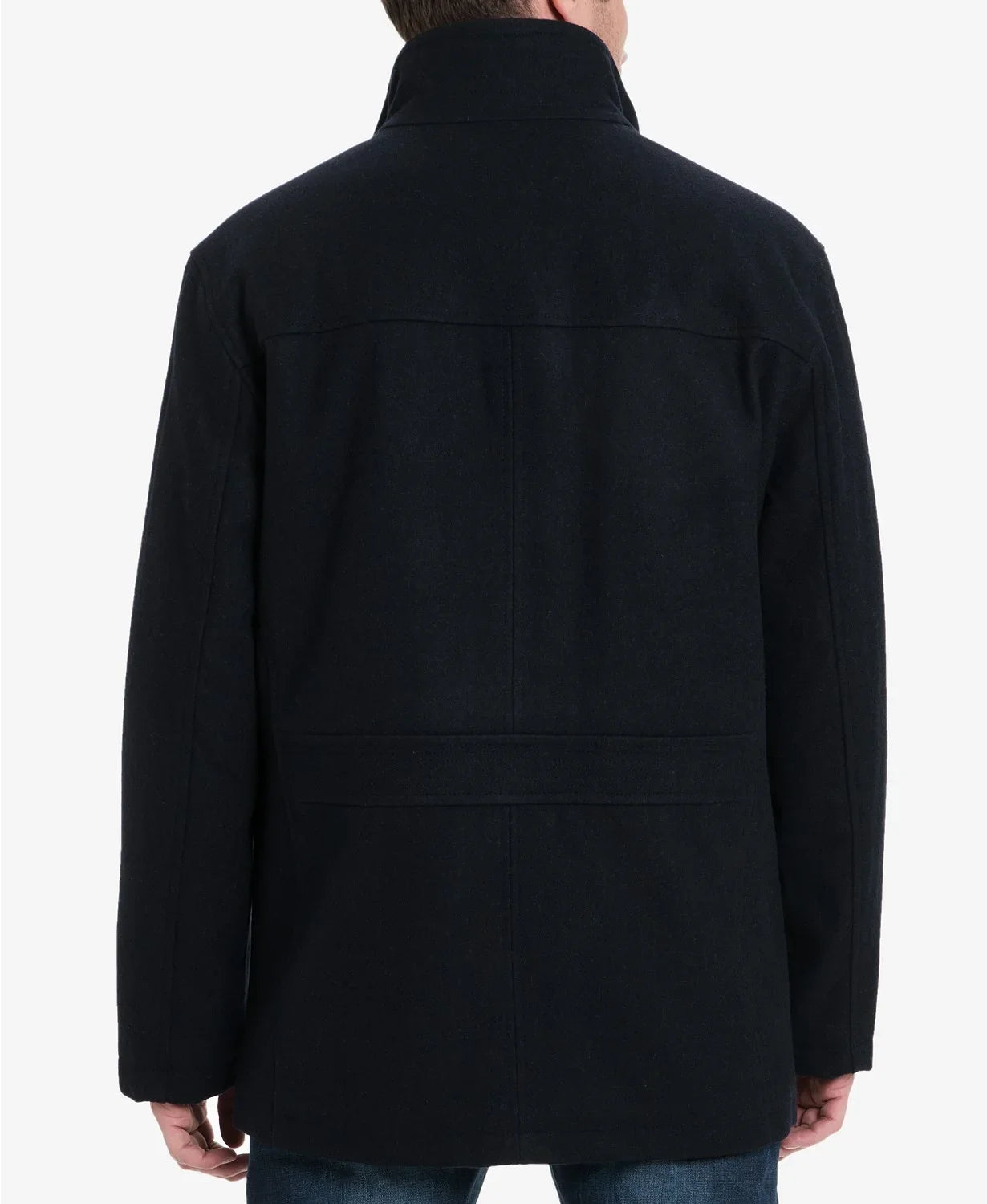London Fog Men's Wool Blend Button Front Car Coat, Charcoal, Medium