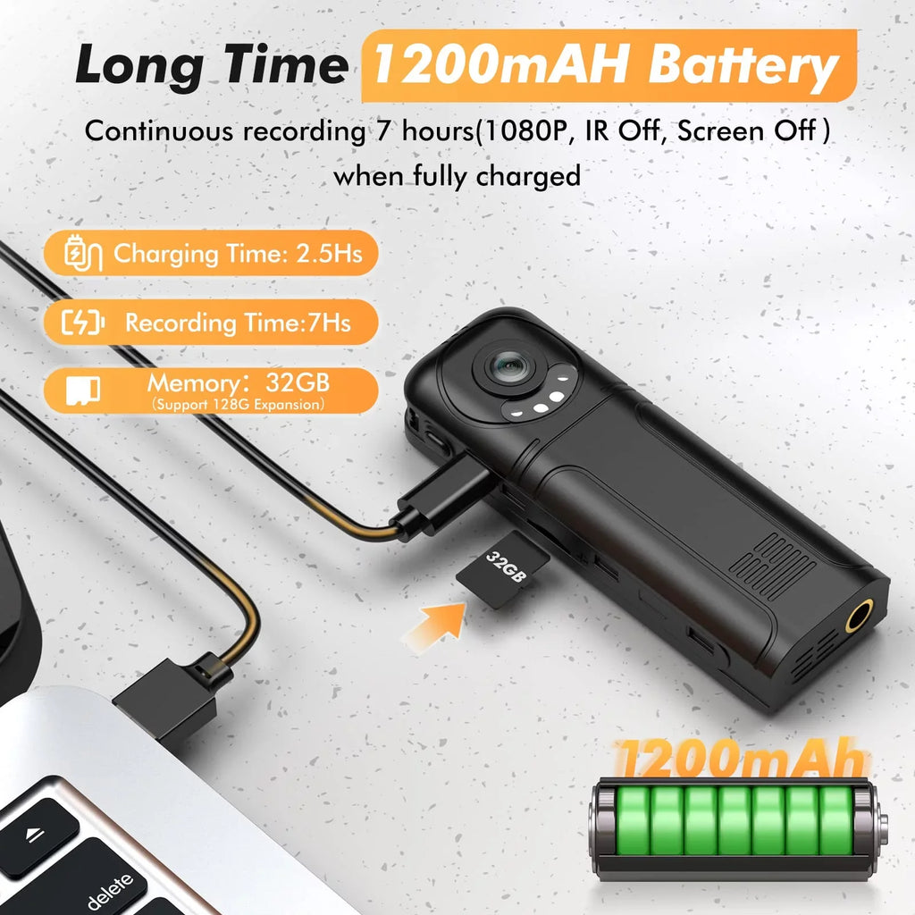Losfom  WiFi Body Camera, 1296P Body Worn Camera with Audio and Video Recording (Only Camera)